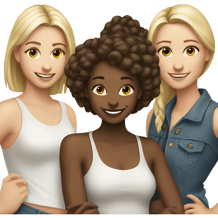 Three female friends not so skinny and they smiled at the photo they all white  emoji