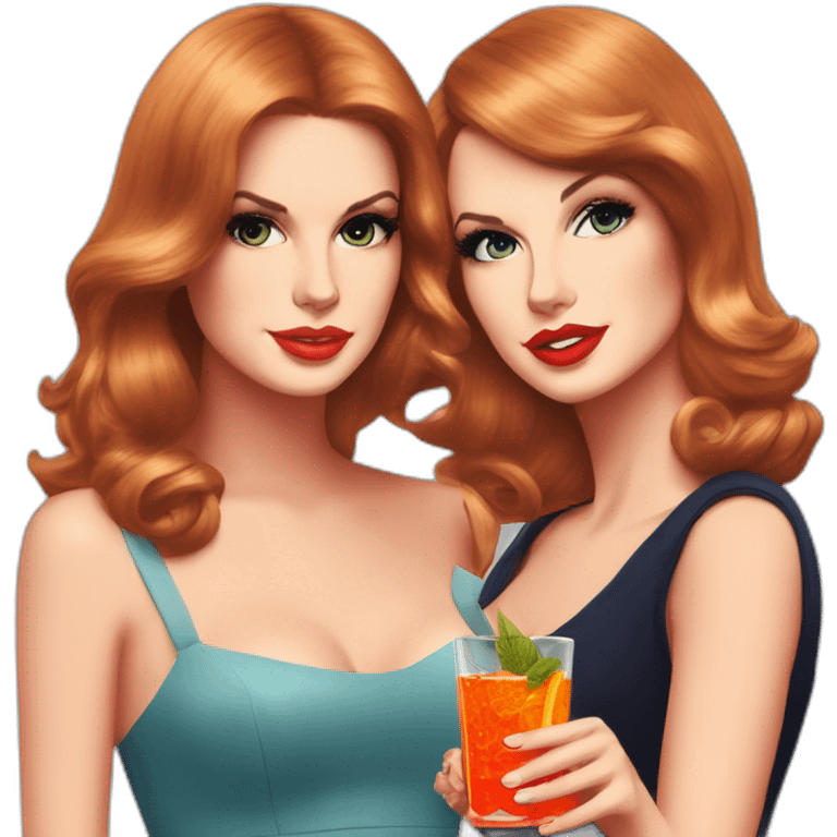 Lana del Rey & Taylor swift drinking aperol spritzz emoji