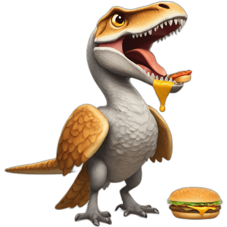 raptor eats burger emoji