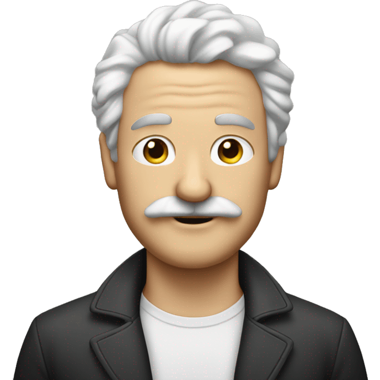 A man with mostache and a curly, White hai emoji