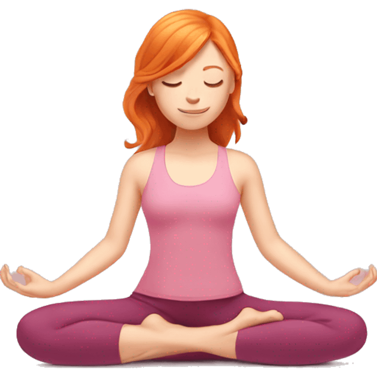 ginger girl doing yoga in pink tones emoji