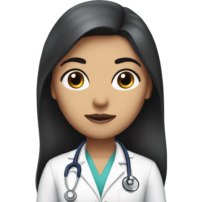 doctor woman with long  dark brow hair emoji