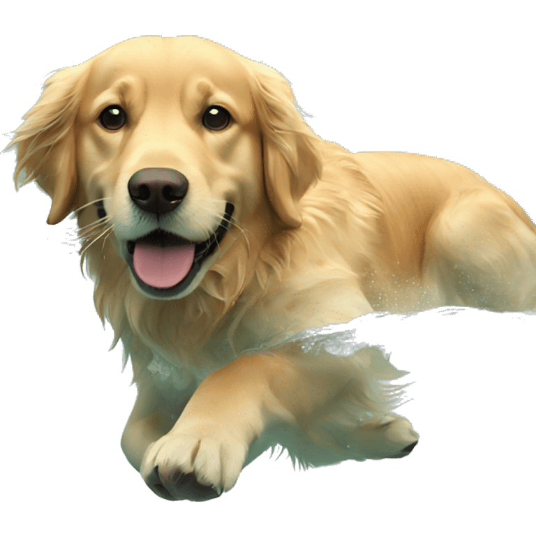 Female golden retriever swimming emoji