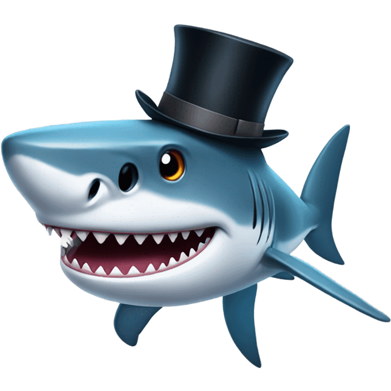 Shark with a top hat emoji