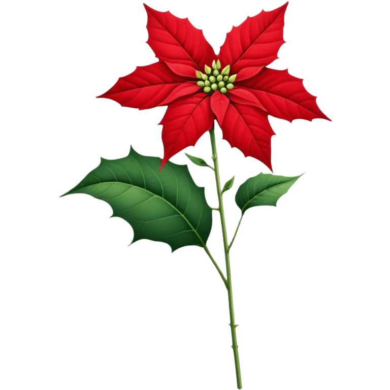 single Poinsettia flower, stem emoji