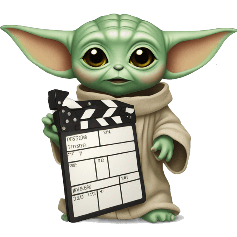 baby yoda holding a clapperboard emoji