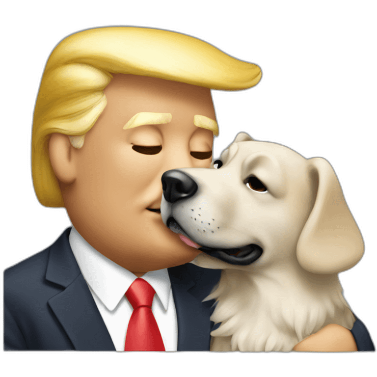 trump kissing a dog emoji