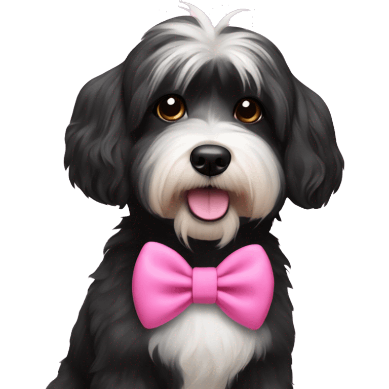 black havanese dog with pink bow emoji