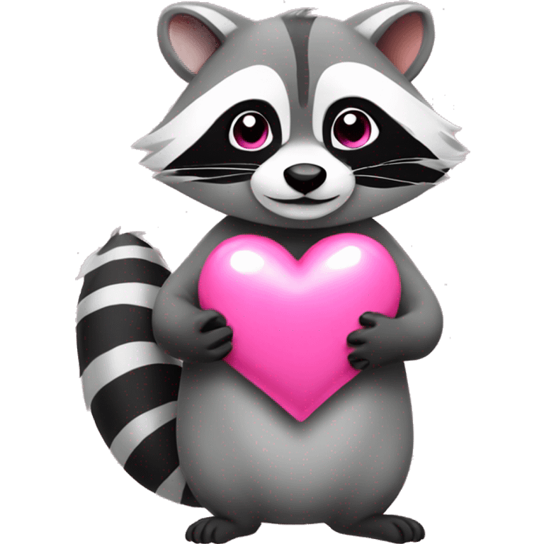 Raccoon with pink heart emoji