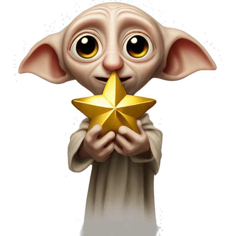 Dobby holds a golden star in his hand emoji