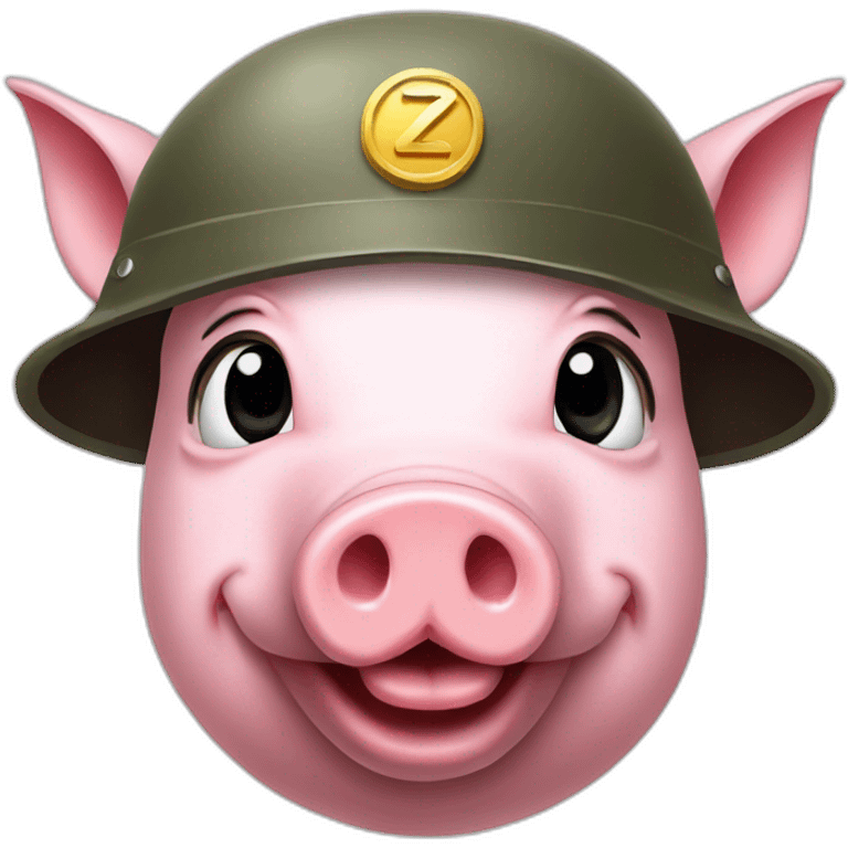 Pig in a military helmet with a symbol z emoji