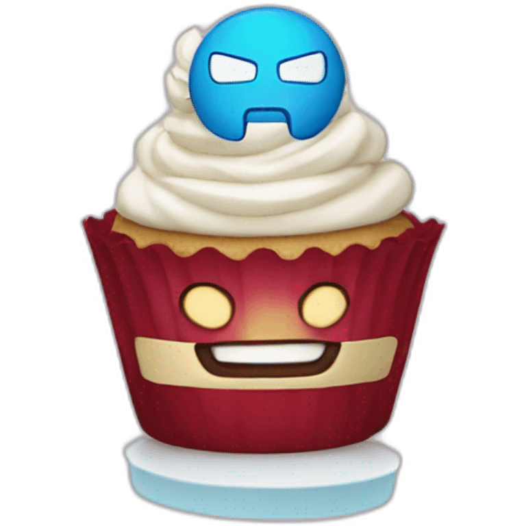 Happy cupcake with iron man  emoji