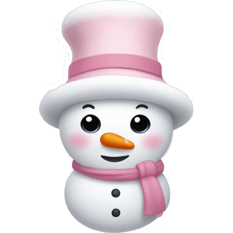 Cute white and light pink snowman emoji