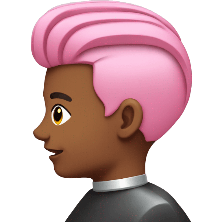 person with pink hair getting a barber cut emoji