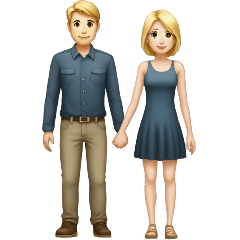 A tall 1m90 boy holding hands with a beautiful 1m57 girl, white skin. emoji