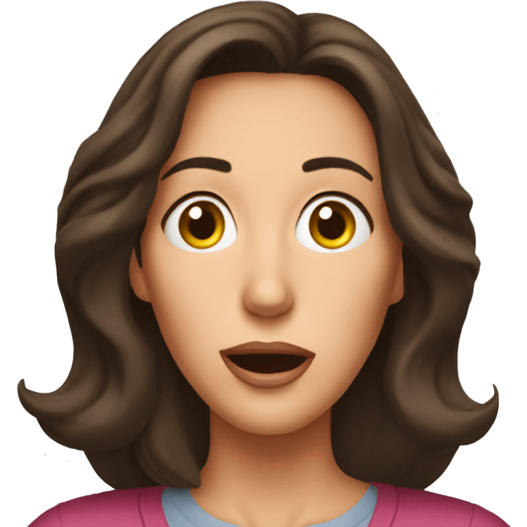 middle aged brunette surprised at what she sees emoji