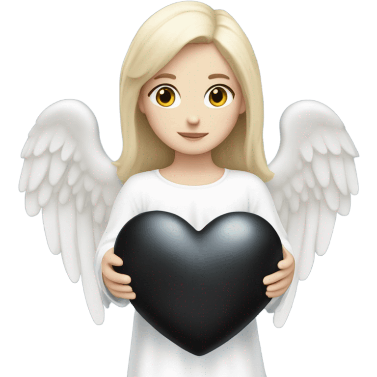 White skinned Angel holding a black heart emoji