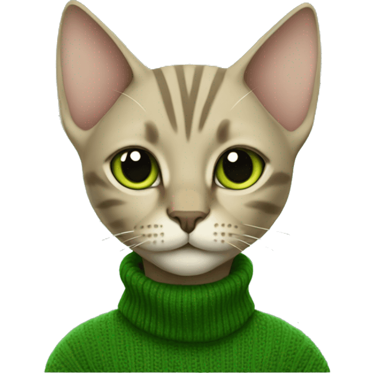 Cat Sphinx in green sweater  emoji