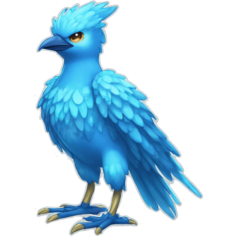 Wet dripping watery Cool Cute Fantasy legendary blue bird water-type-Hydro-Phoenix-avian Fakemon full body emoji