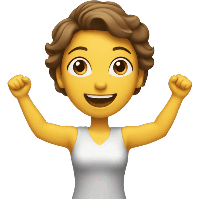 excited woman with arms raised above head emoji