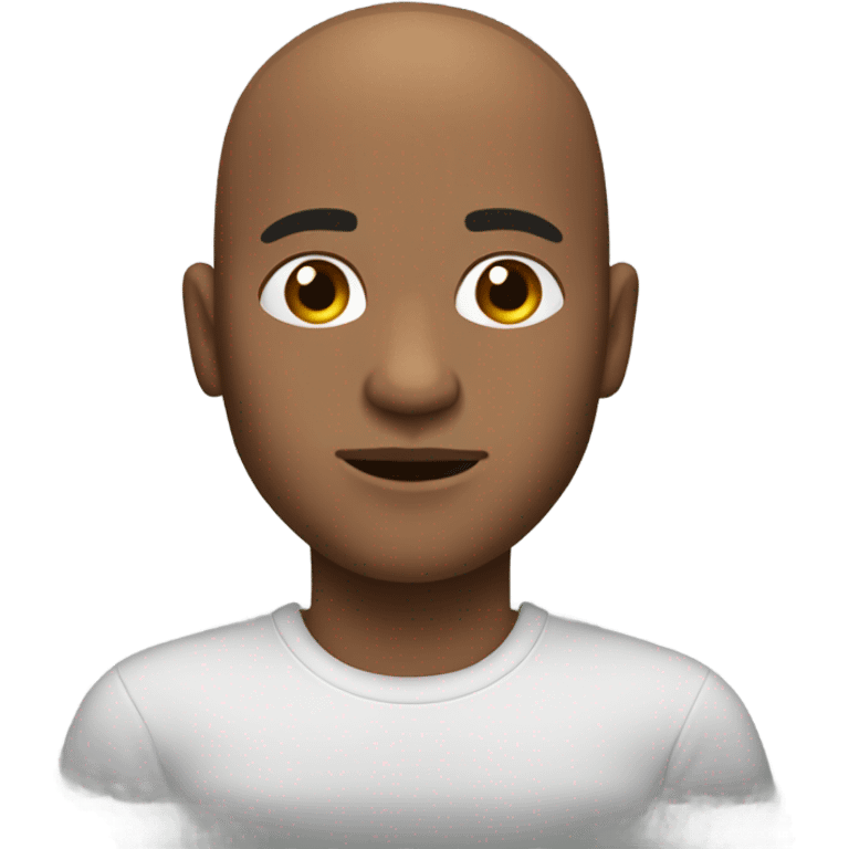 A man with a bit dark skin not too dark and not white too and very small hair almost bald emoji