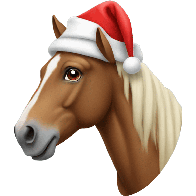 Horse with a Santa hat emoji