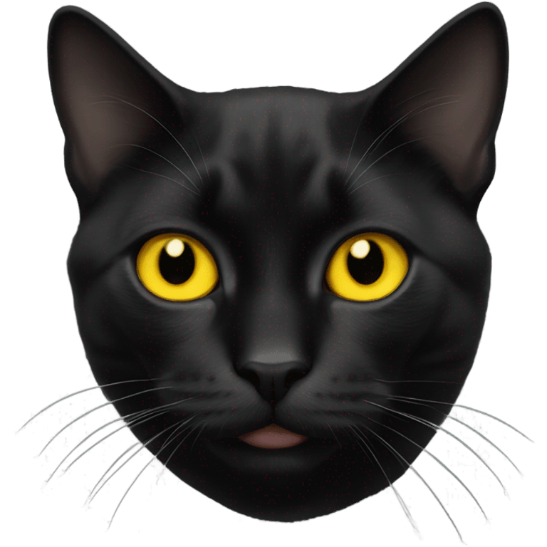 realistic black smoke cat with yellow eyes emoji