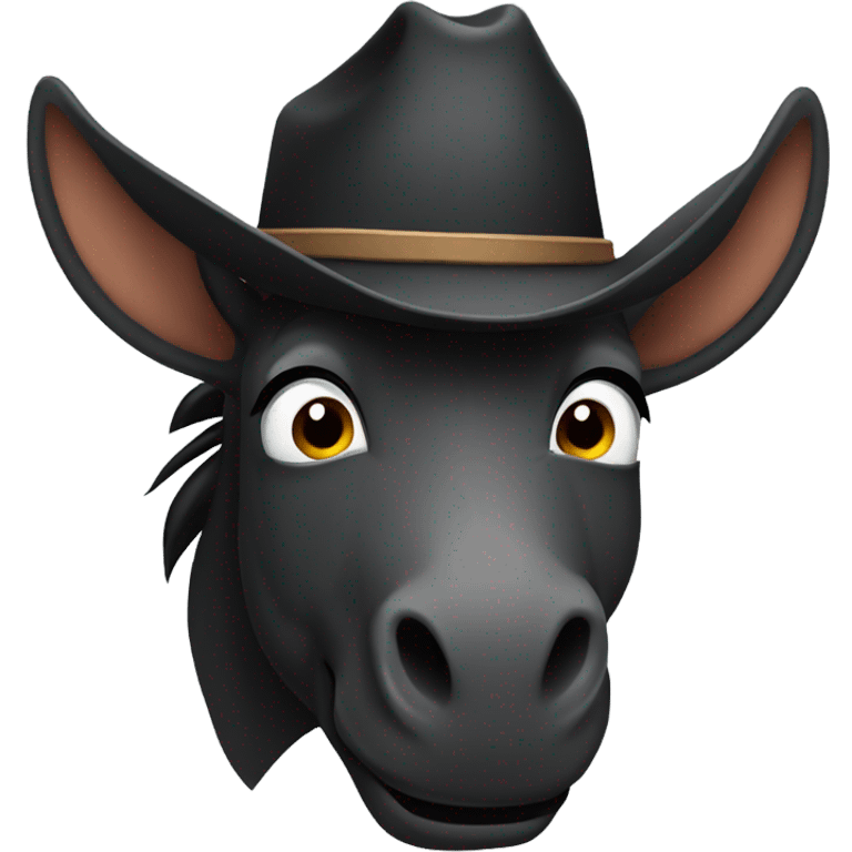 Black donkey wearing a cowboy hat emoji