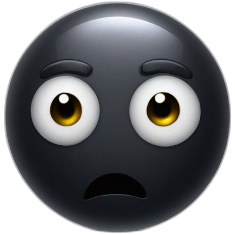 3d sphere with a cartoon obsidian texture with big thoughtful eyes emoji