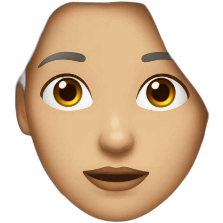 mujer pelo castaño hasta los hombros con anteojos cuadrados y ojos castaños emoji