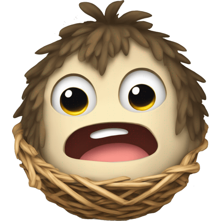 Ein süßer Teufel der in seinem Nest sitzt  emoji