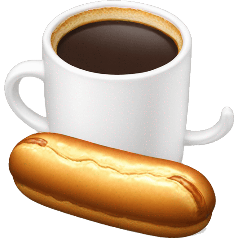 White Coffee cup with one eclair next to it emoji