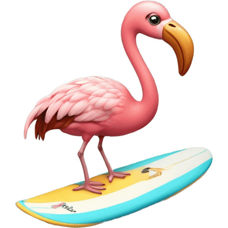 flamingo riding a surfboard emoji