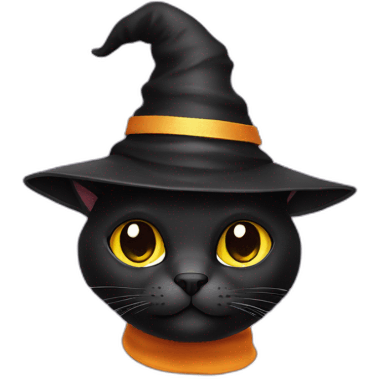 halloween black cat wearing a wizard hat emoji