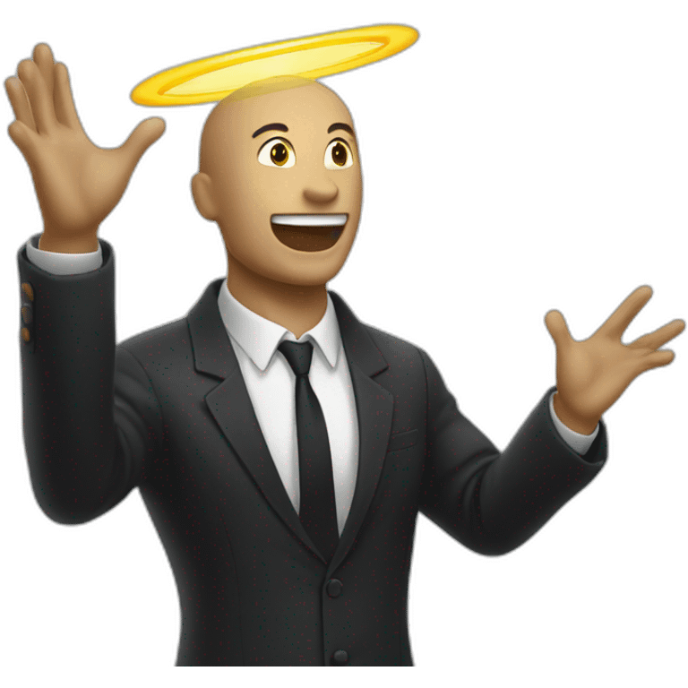 man in suit arms in the air summoning something emoji