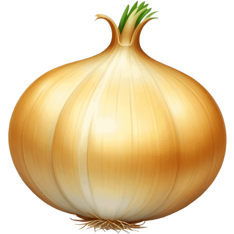 Cinematic crisp white onion, slightly peeled to reveal smooth layers, warm golden tones, rustic and fresh, soft glowing highlights. emoji