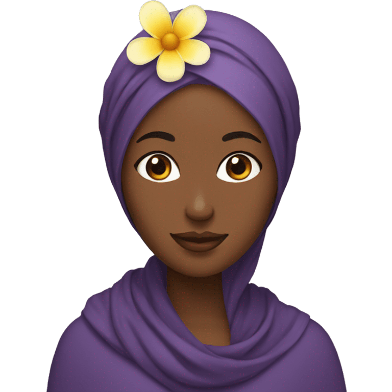 Black woman with a hijab and flowers on her head emoji