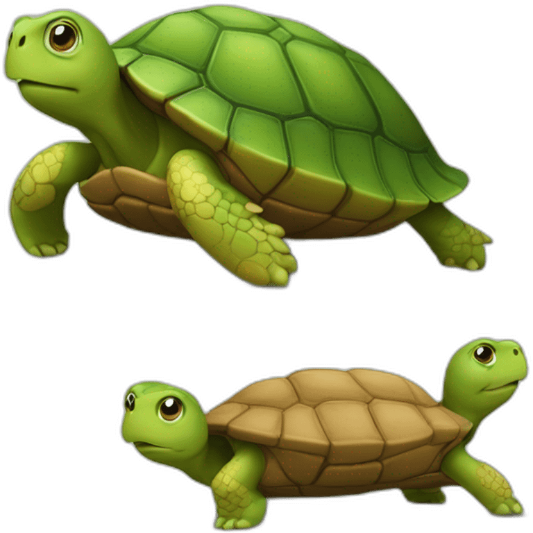 Une tortue sur un caca emoji