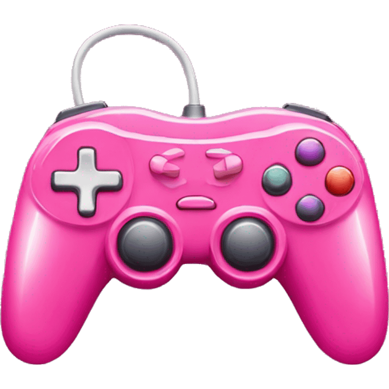 Hot pink colored gaming controller with light pink buttons  emoji