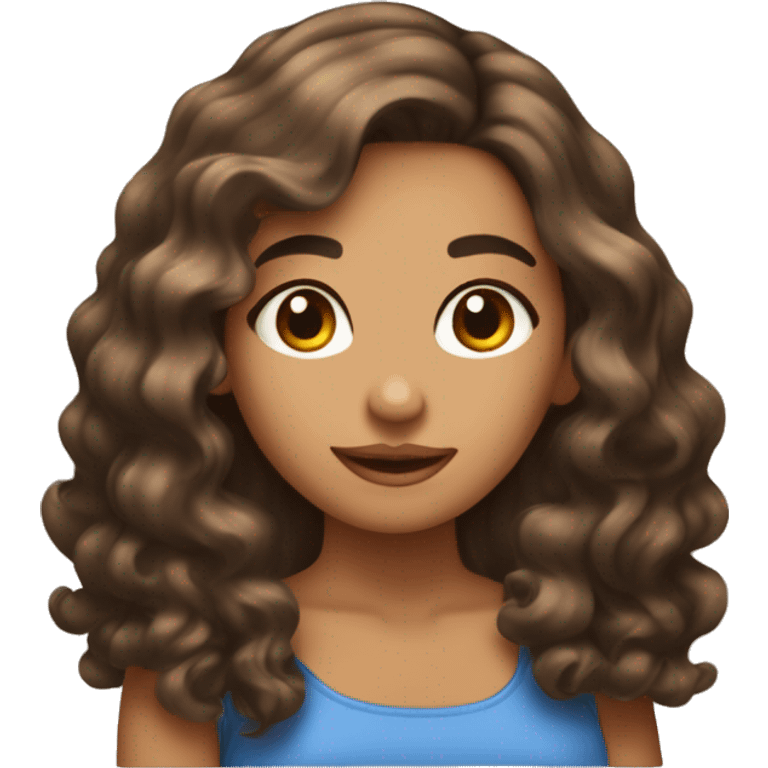 Paquete de emojis de una chica morena, cabello ondulado color marrón  emoji