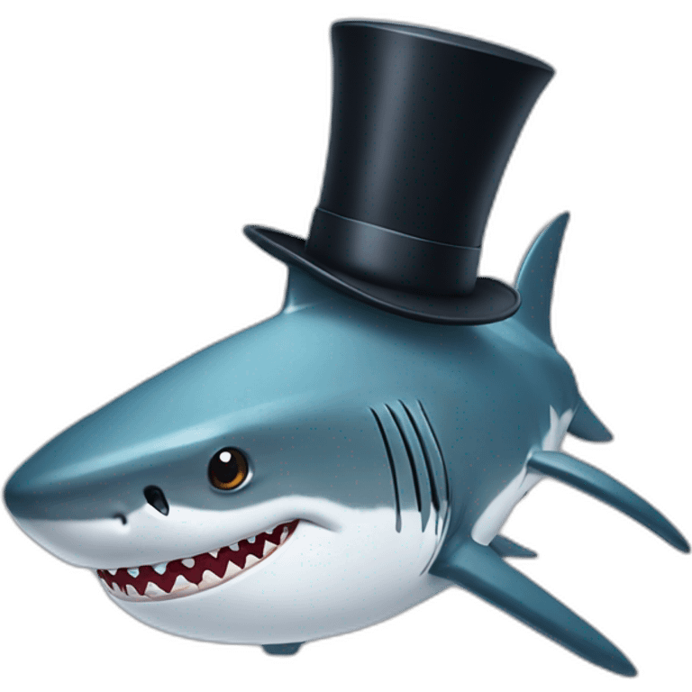 Shark with a top hat emoji