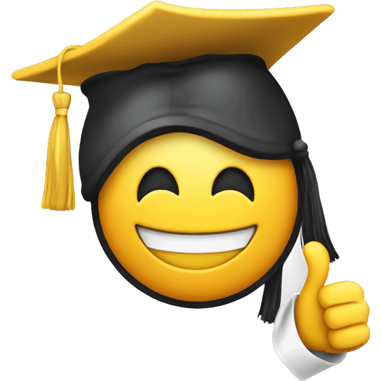 Smile smiley face with a thumbs up wearing a graduation cap emoji