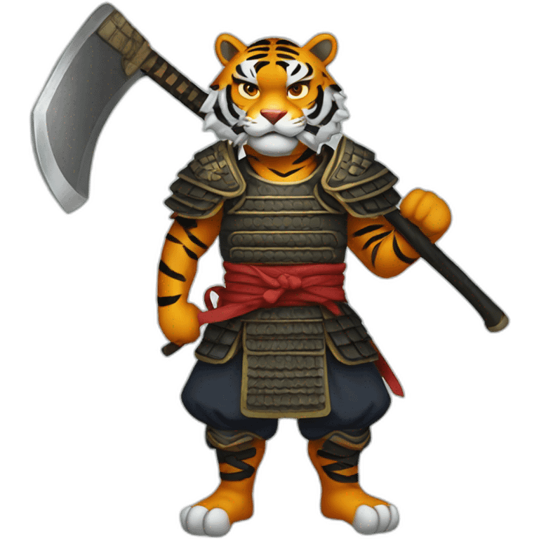 Tiger samurai holding axe emoji