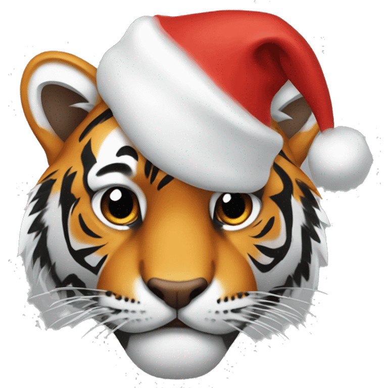 Tiger with a Santa hat emoji