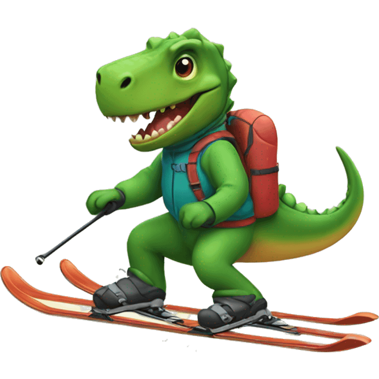 Dino skiing emoji