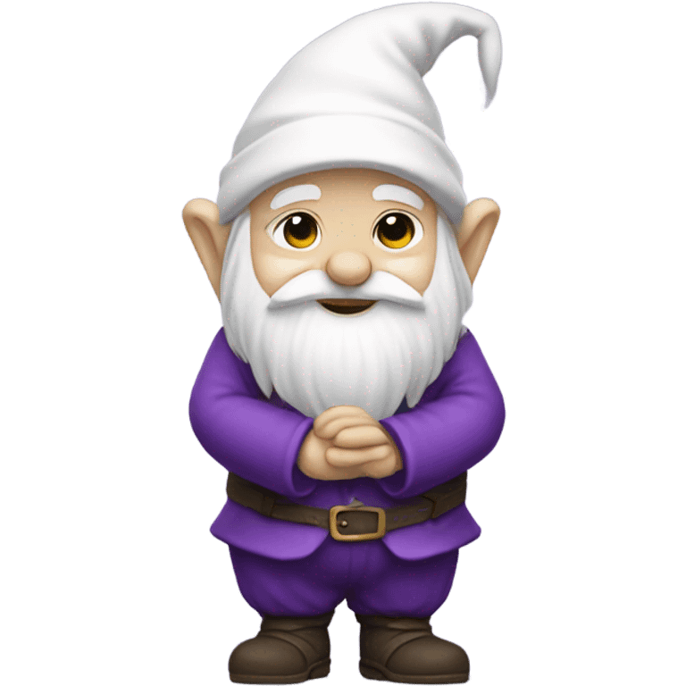 White gnome bowing wearing purple  emoji