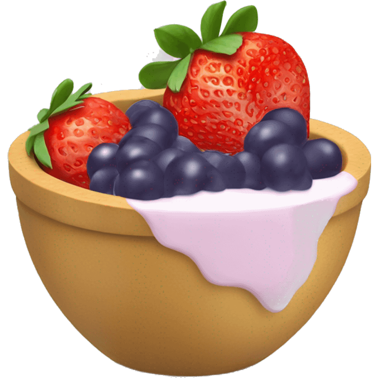 fruit yogurt bowl with strawberries and grapes emoji