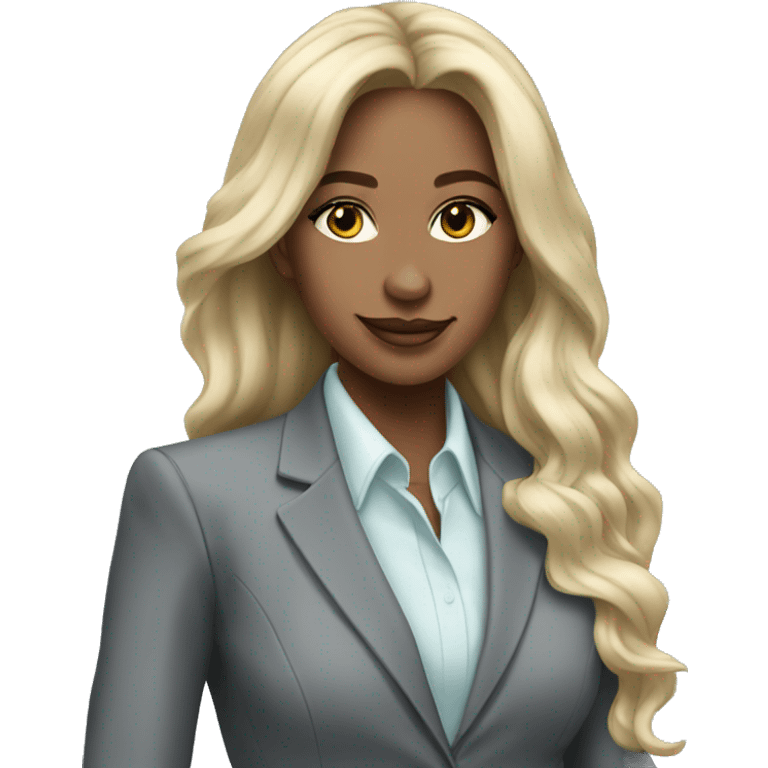 Blonde long hair Tiffany diamond seller in a grey suit emoji