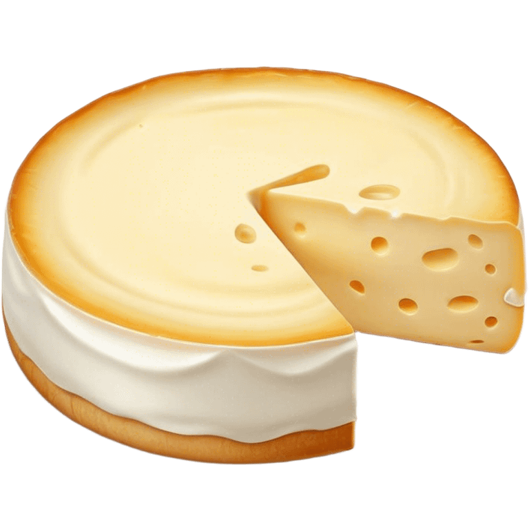 Cinematic Realistic Brie Cheese Emoji, featuring a creamy, soft-ripened cheese with a delicate rind rendered with lifelike detail and inviting, natural lighting. emoji