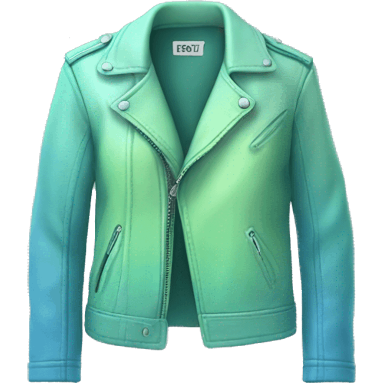 Realistic isolated open pastel green to pastel blue ombre leather jacket. emoji